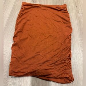 Kettlewell Orange midi skirt with ruched detailing